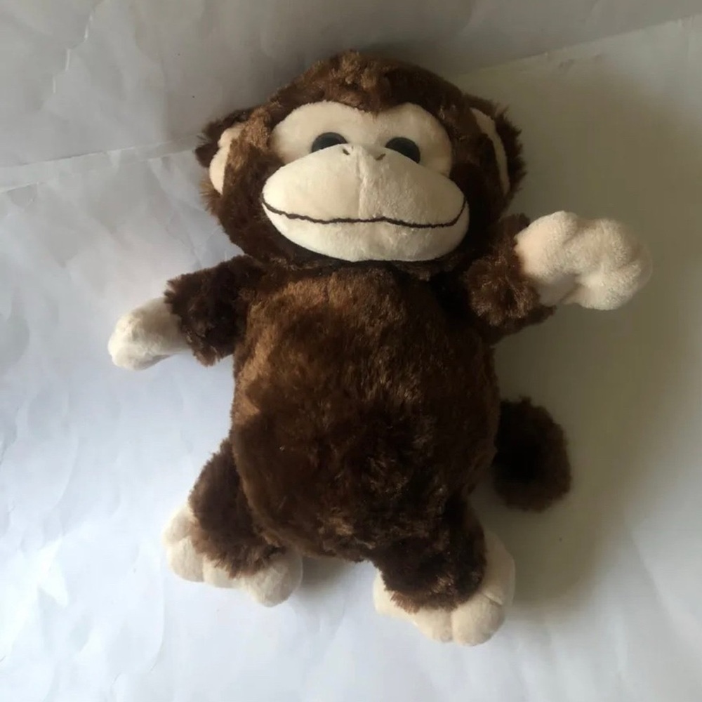 Pet Sac Monkey Plush Red Plaid Backpack Bag